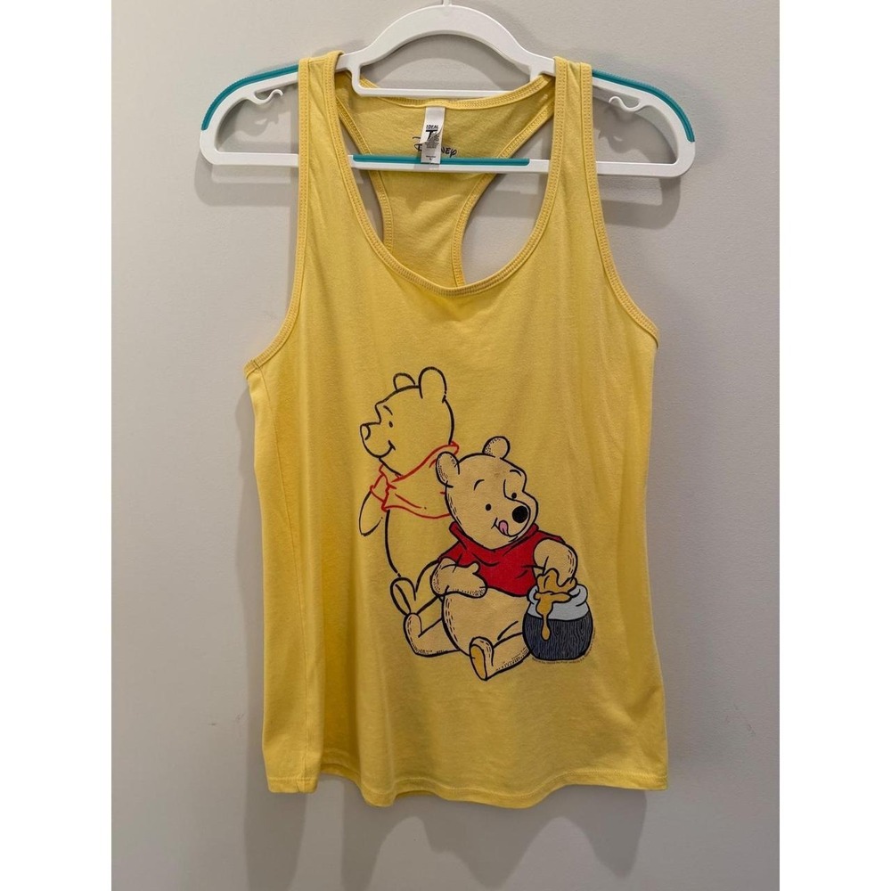 Disney Winnie the Pooh Yellow Racerback Tank Top Graphic Shirt Women's XS